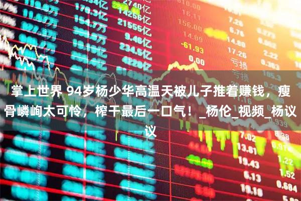 掌上世界 94岁杨少华高温天被儿子推着赚钱，瘦骨嶙峋太可怜，榨干最后一口气！_杨伦_视频_杨议